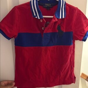 Polo by Ralph Lauren Red and Blue Color-Block Polo
